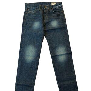 G-Star Raw 3301 Red Listing Hammered Low Tapered Blue Denim Jeans Sz 29 x 32 NWT